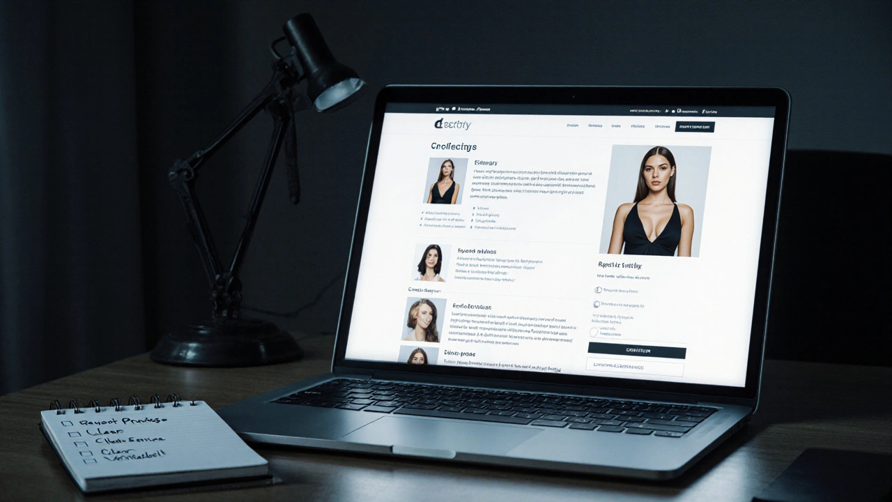 A laptop displaying a clear, professional escort profile with verified details and no exaggerated claims.