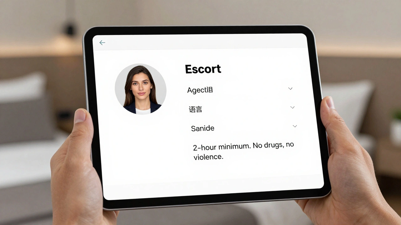 A digital profile on a tablet showing clear service boundaries and professional details.