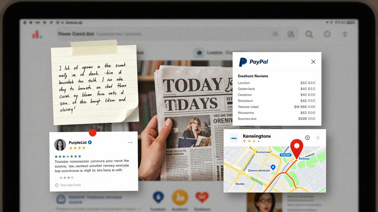 Authentic review fragments and safety indicators displayed on a screen, showing trust and verification in independent escort bookings.