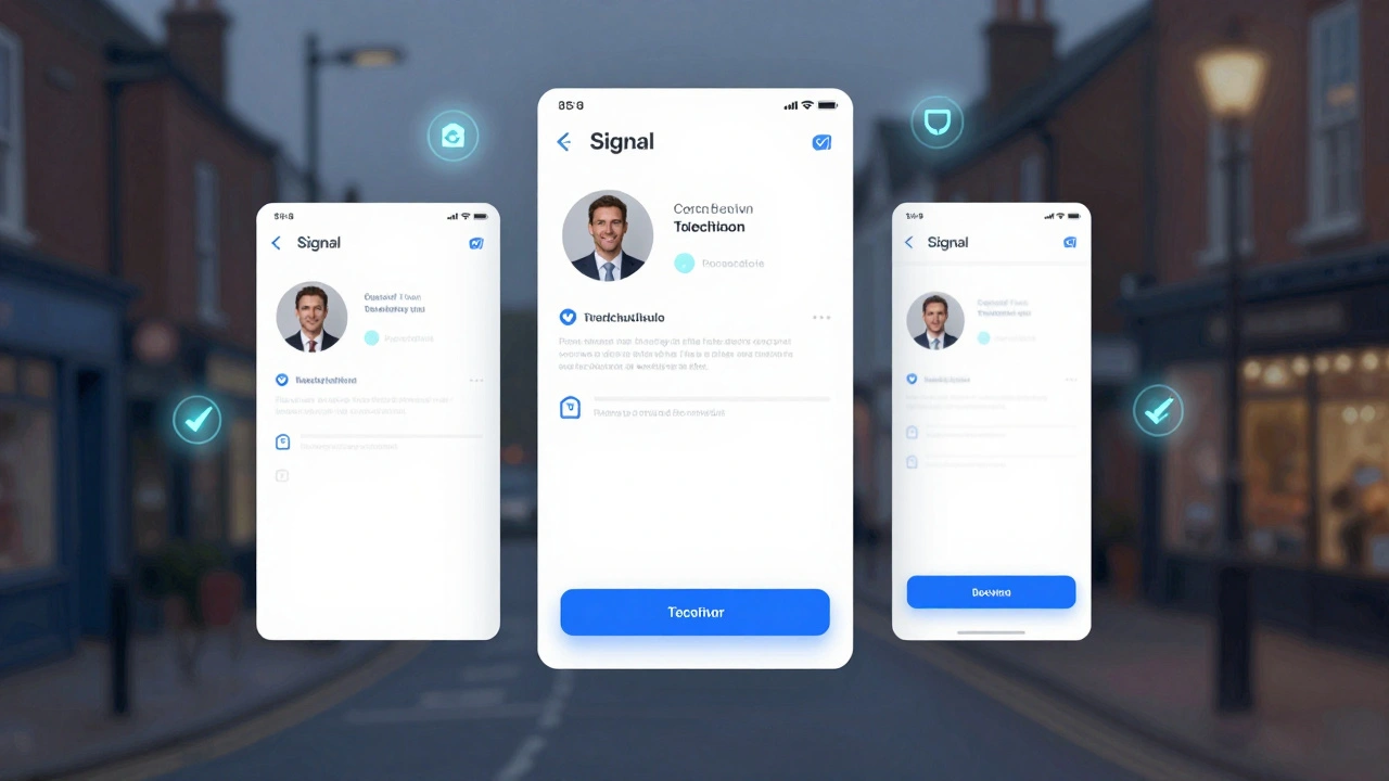 Secure digital profiles and encrypted messages representing safe, professional escort booking practices in Enfield.