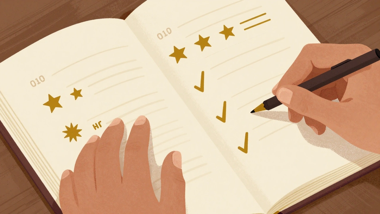 Person examining physical directory with abstract symbols.