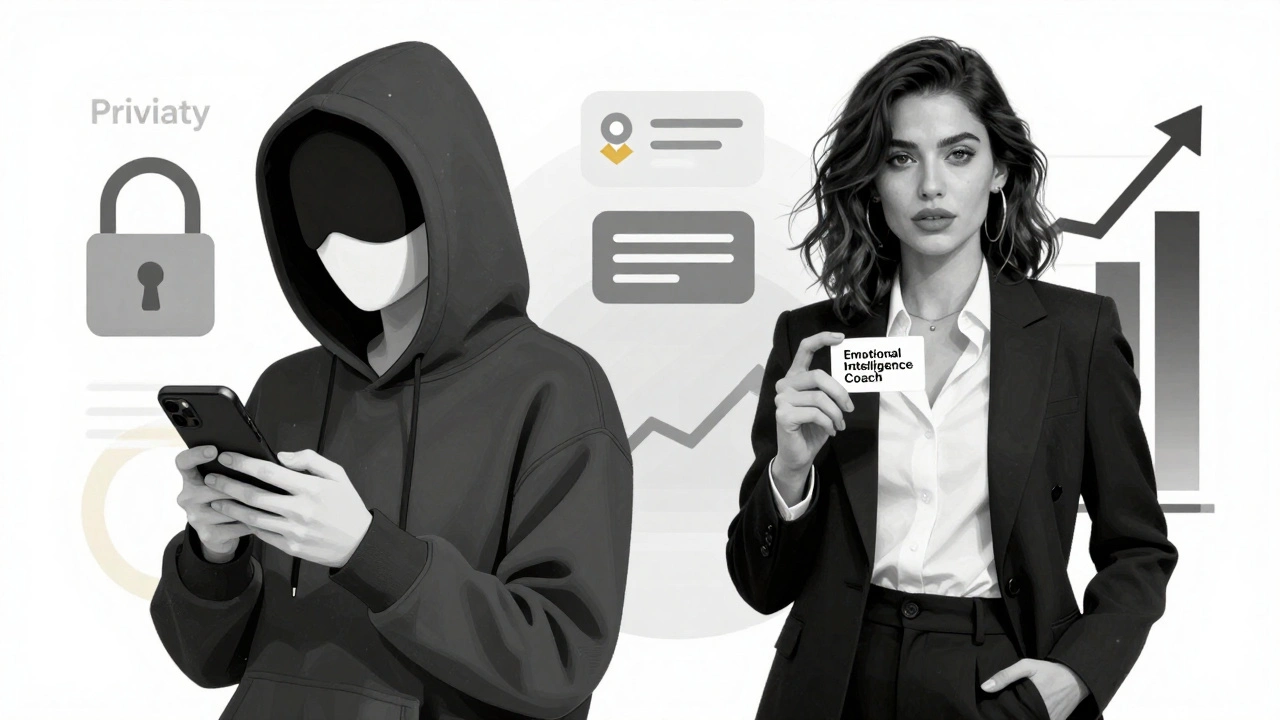 A split image showing a Latina woman balancing privacy and professional growth, symbolizing autonomy in her career.