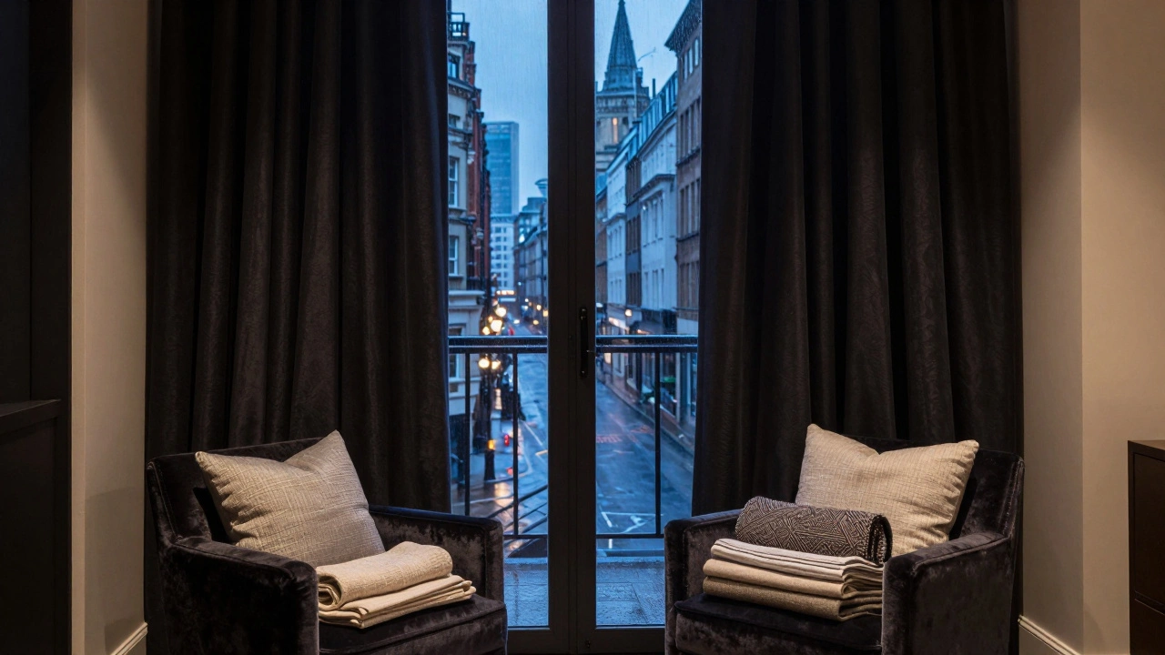Luxury room interior with London view outside